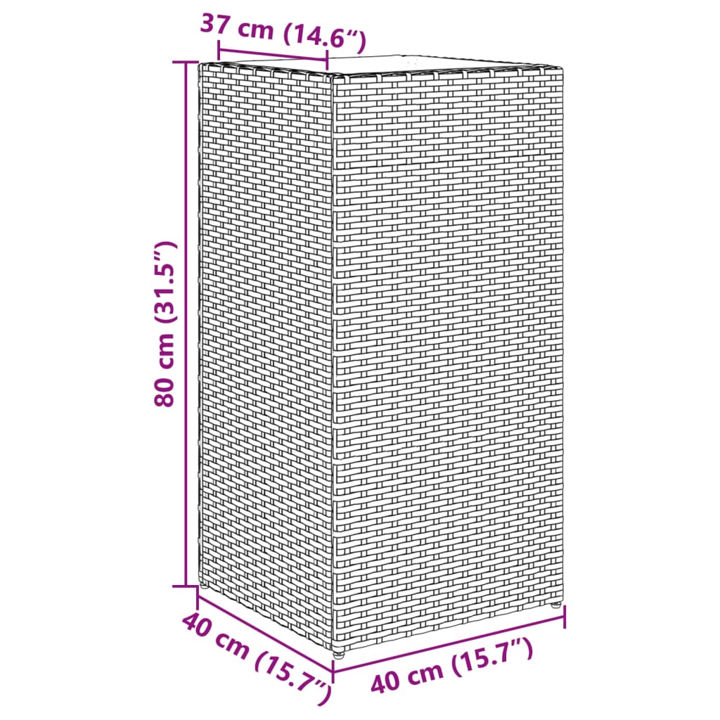 vidaXL Jardineras 2 unidades ratán sintético negro 40x40x80 cm