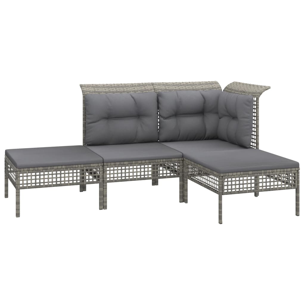 vidaXL Set de muebles de jardín 8 pzas y cojines ratán sintético gris