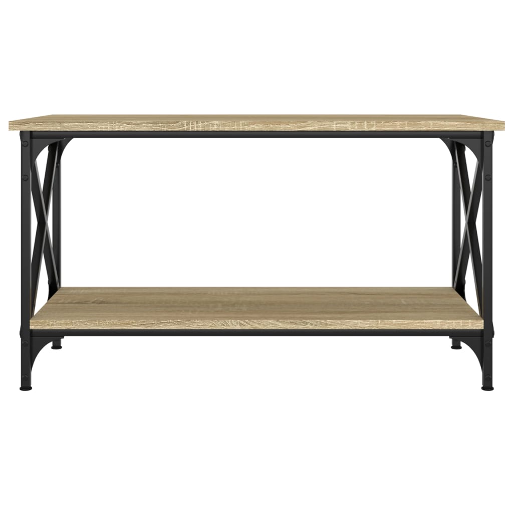 vidaXL Mesa de centro madera y hierro roble Sonoma 80x45x45 cm