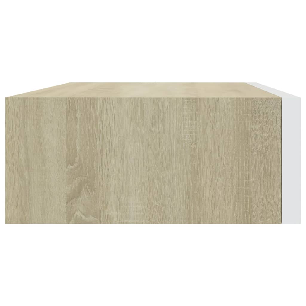 vidaXL Estantes de pared con cajón 2 uds MDF roble/blanco 40x23,5x10cm