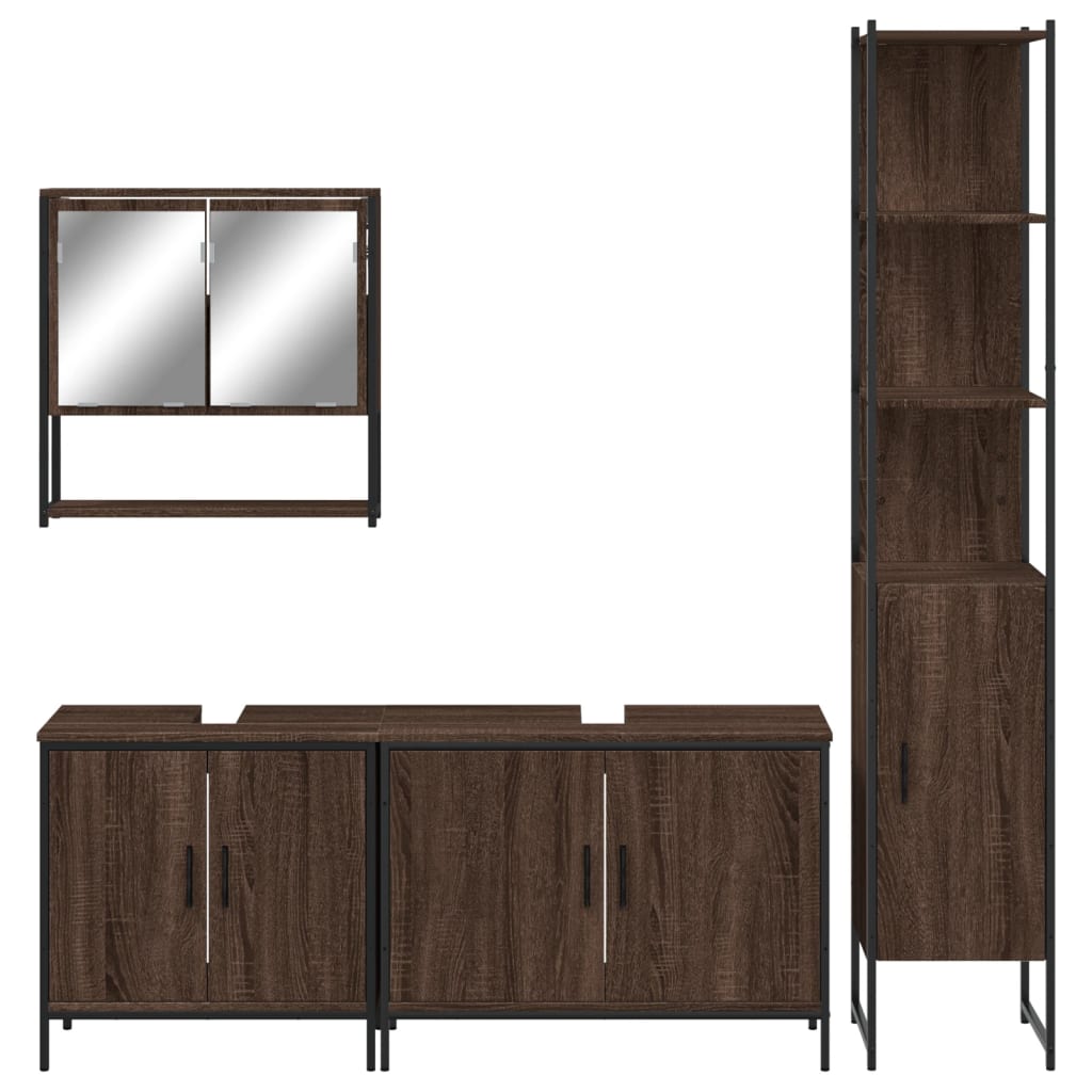 vidaXL Set de muebles baño 4 pzas madera contrachapada roble marrón