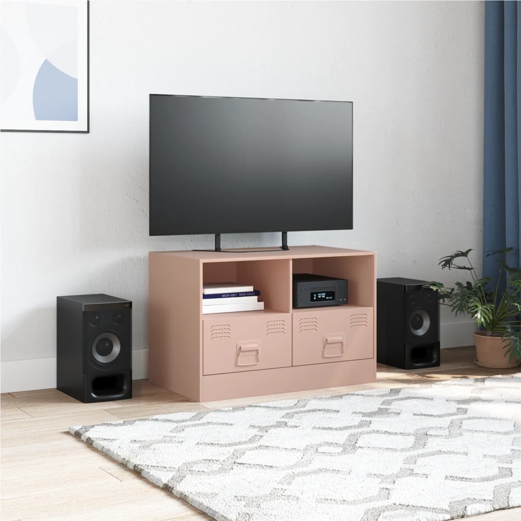 vidaXL Mueble para TV de acero rosa 67x39x44 cm