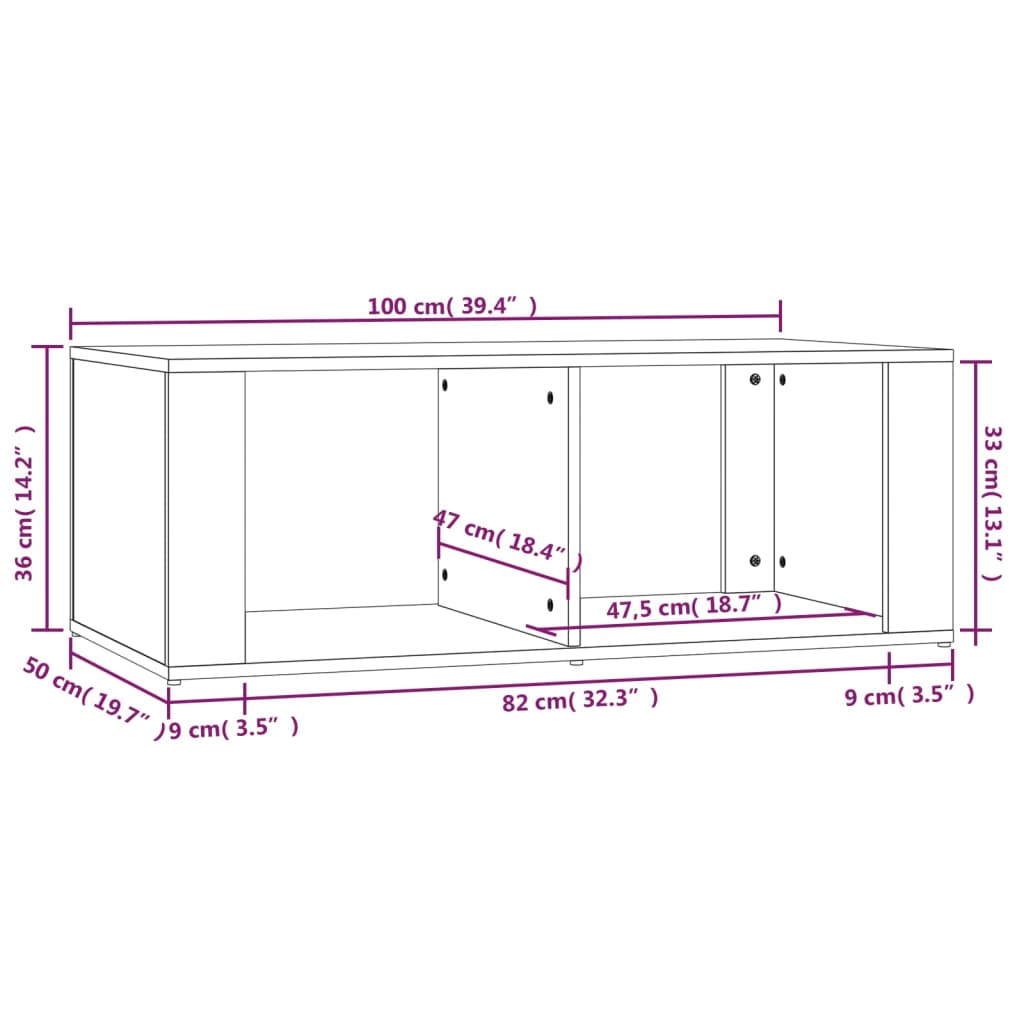 vidaXL Mesa de centro madera contrachapada roble marrón 100x50x36 cm