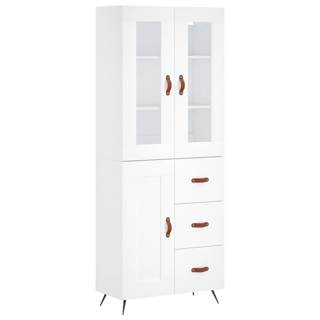 vidaXL Aparador alto madera contrachapada blanco 69,5x34x180 cm