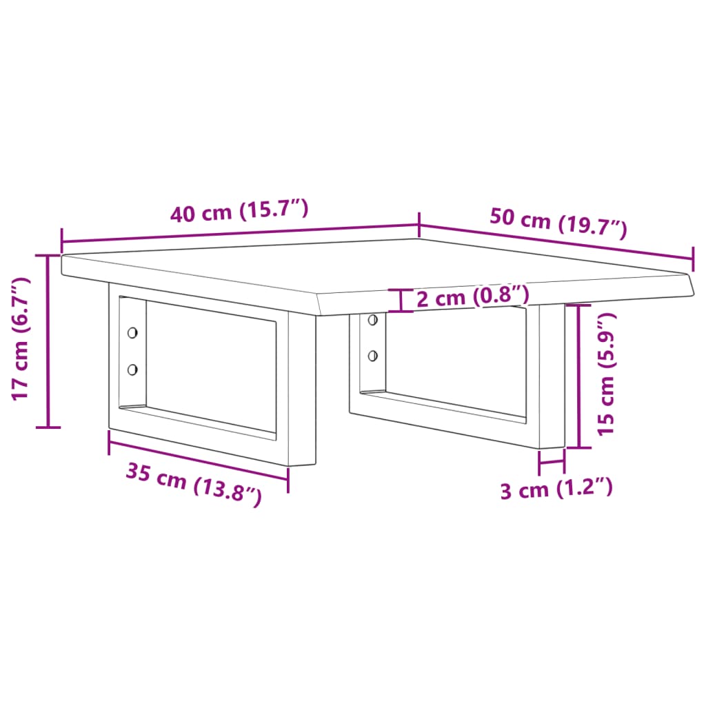 vidaXL Estante de lavabo de pared de acero y madera maciza de roble