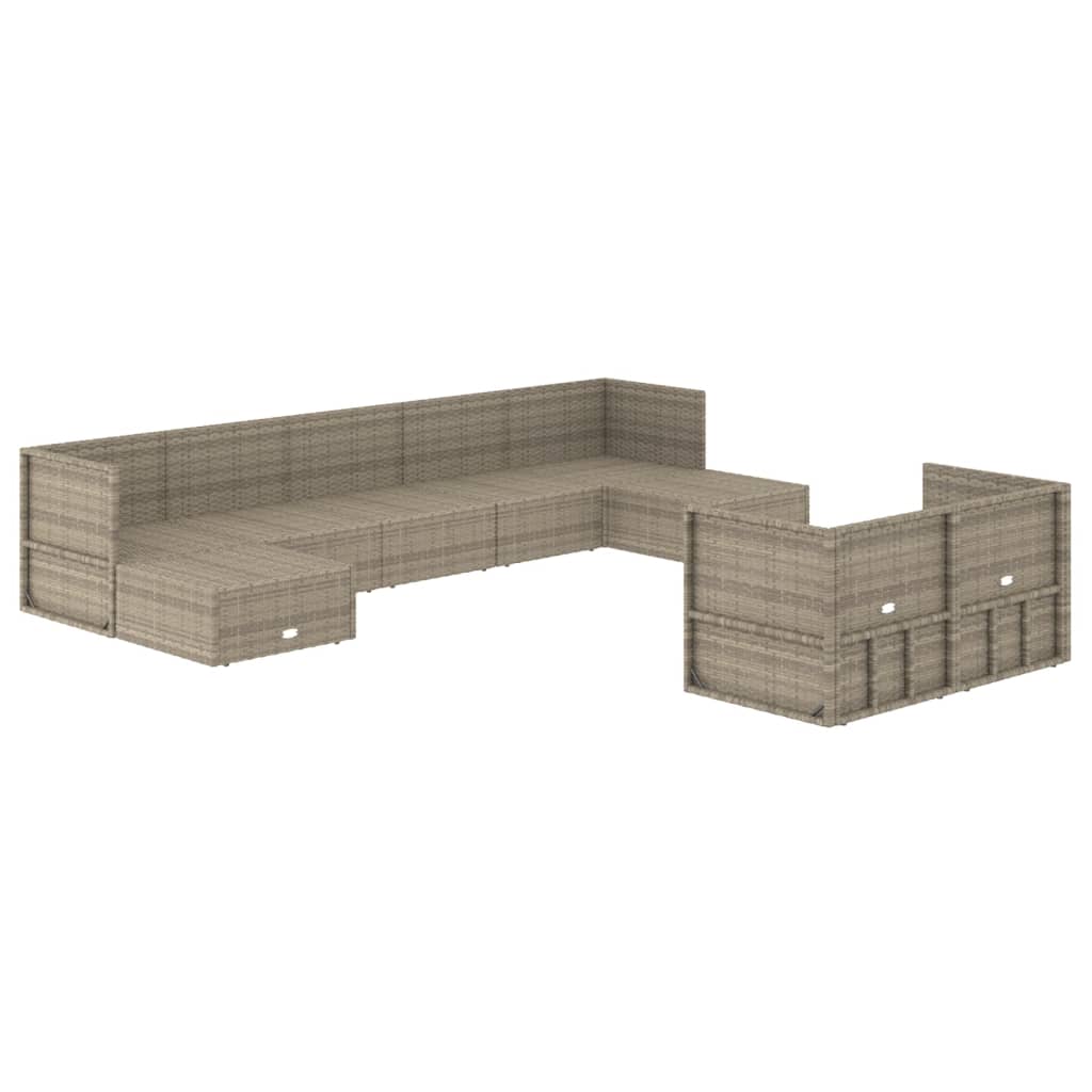 vidaXL Set de muebles de jardín 9 pzas y cojines ratán sintético gris