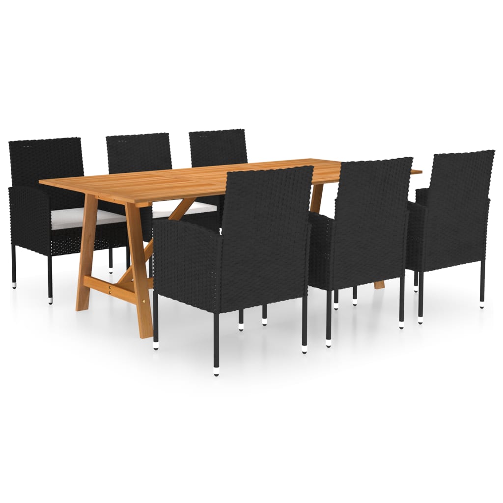 vidaXL Juego de comedor para jardín de 7 piezas negro