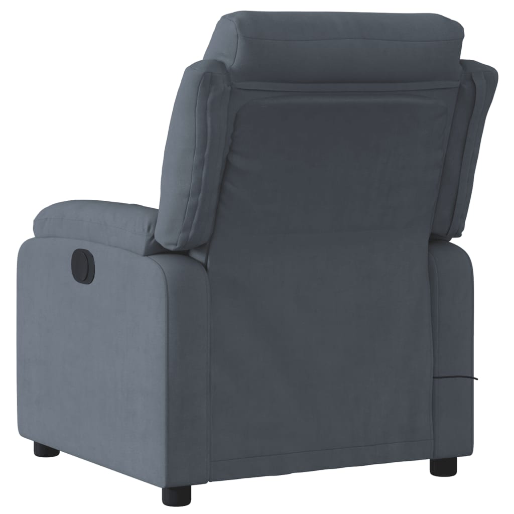 vidaXL Sillón de masaje reclinable de terciopelo gris oscuro