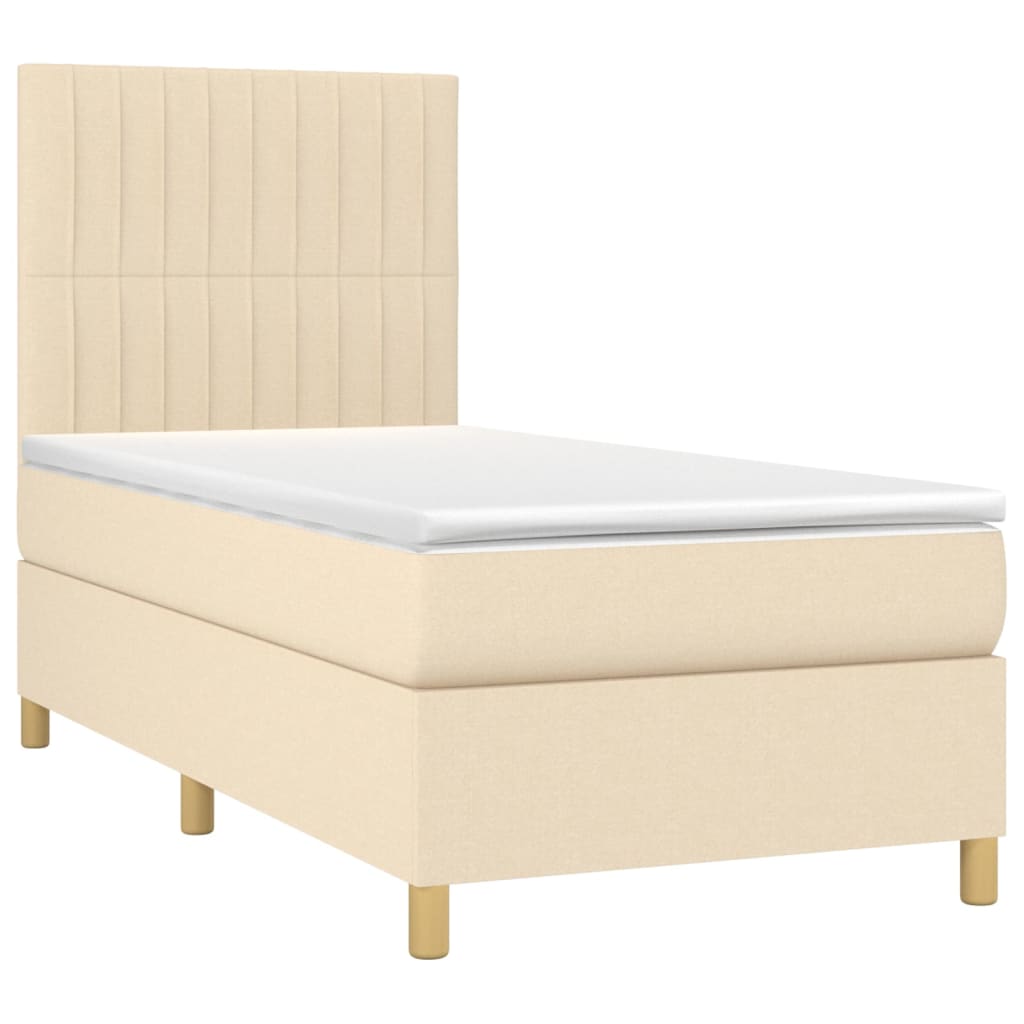 vidaXL Cama box spring con colchón tela color crema 80x200 cm