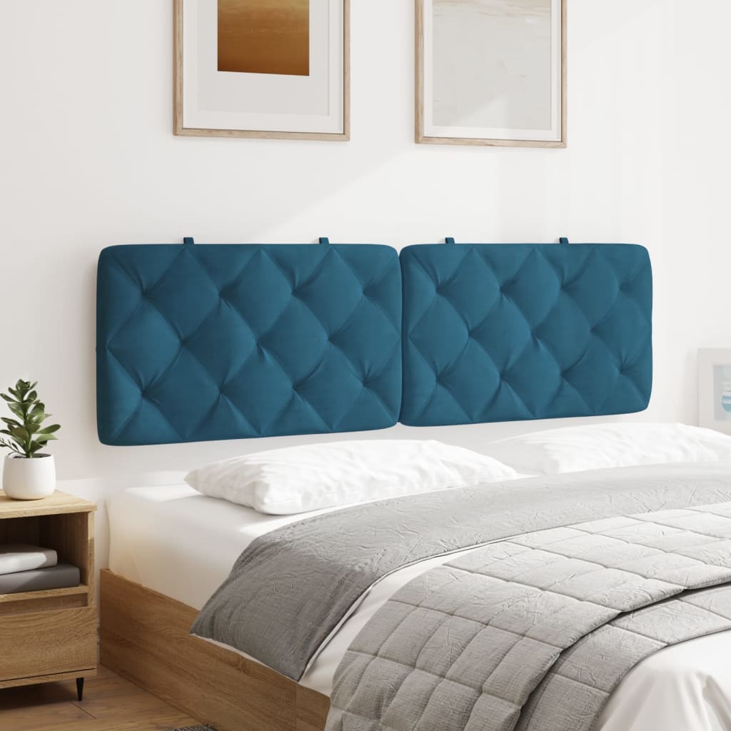 vidaXL Cabecero de cama acolchado terciopelo azul 160 cm