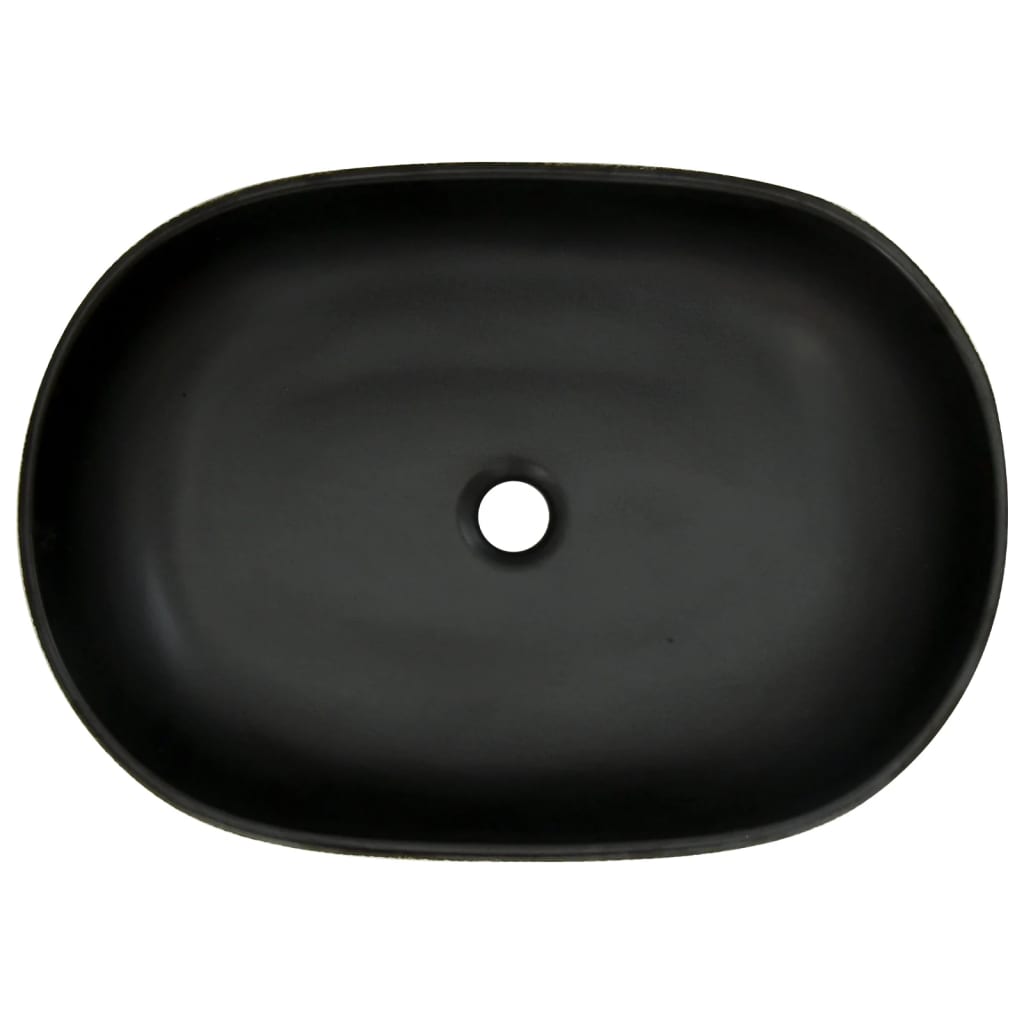 vidaXL Lavabo sobre encimera ovalado cerámica gris y negro 59x40x14 cm