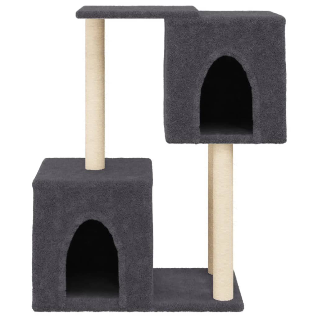 vidaXL Rascador para gatos con postes de sisal gris oscuro 86 cm