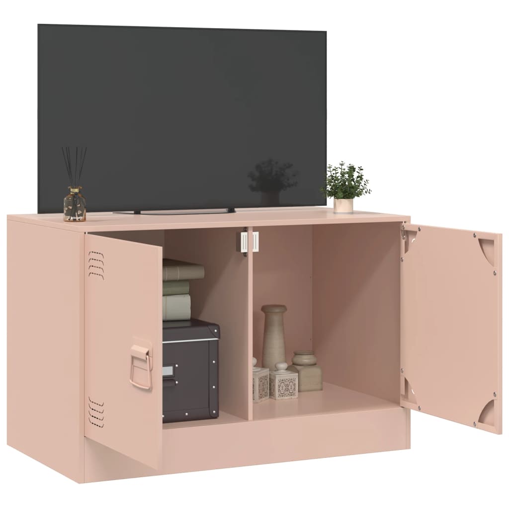 vidaXL Mueble para TV de acero rosa 67x39x44 cm