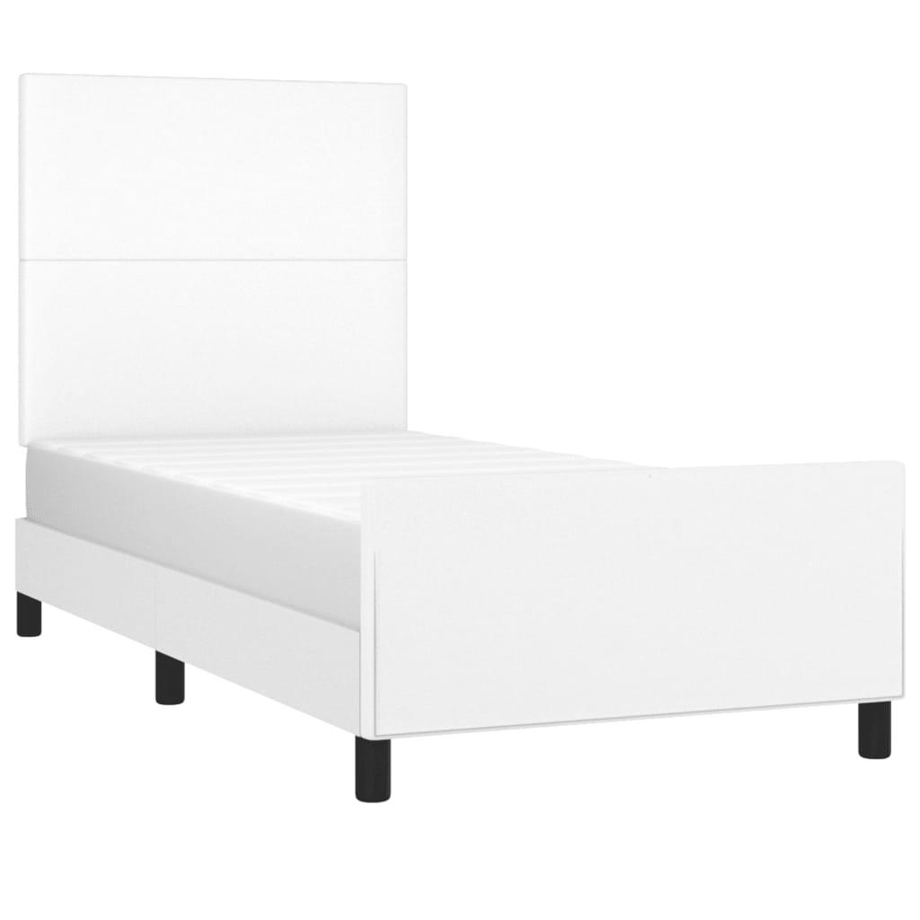 vidaXL Estructura de cama cabecero cuero sintético blanco 100x200 cm