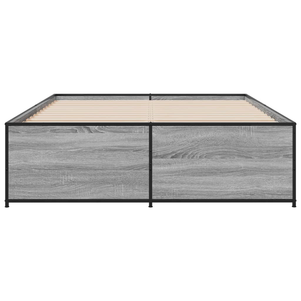 vidaXL Estructura cama madera ingeniería metal gris Sonoma 120x200 cm