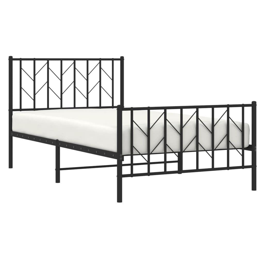 vidaXL Estructura cama sin colchón con estribo metal negro 100x200 cm