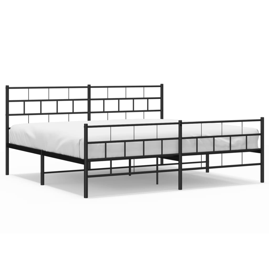 vidaXL Estructura cama sin colchón con estribo metal negro 183x213 cm