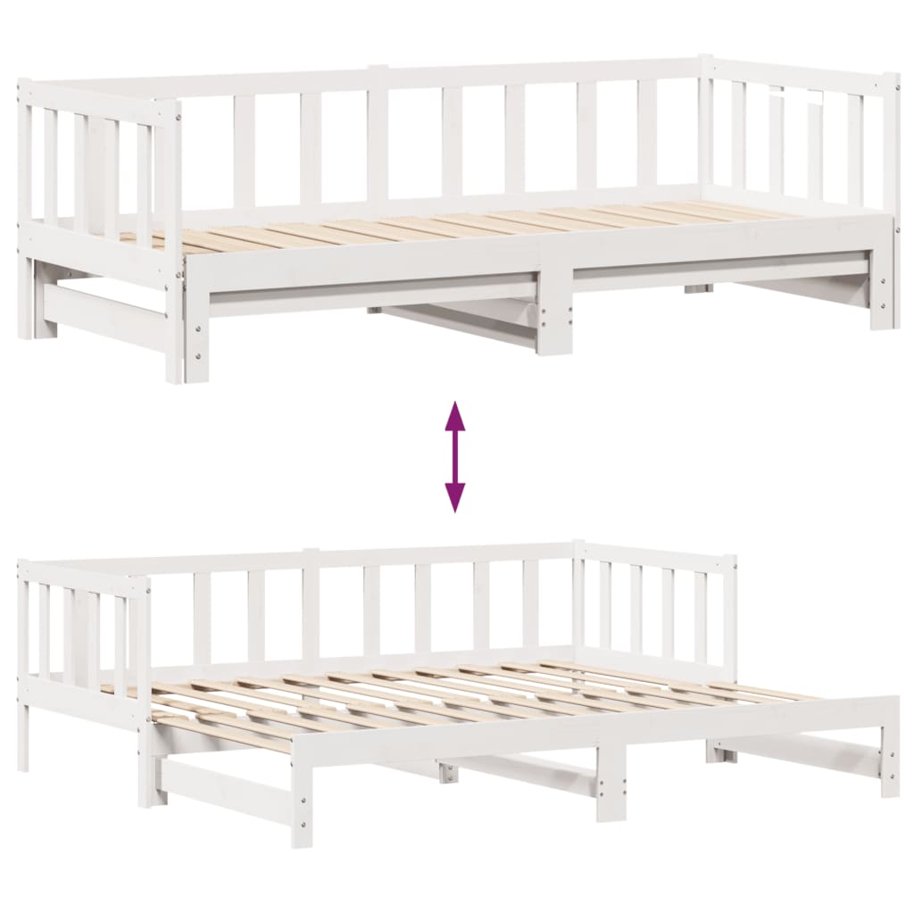 vidaXL Sofá cama nido con cajones madera maciza pino blanca 80x200 cm