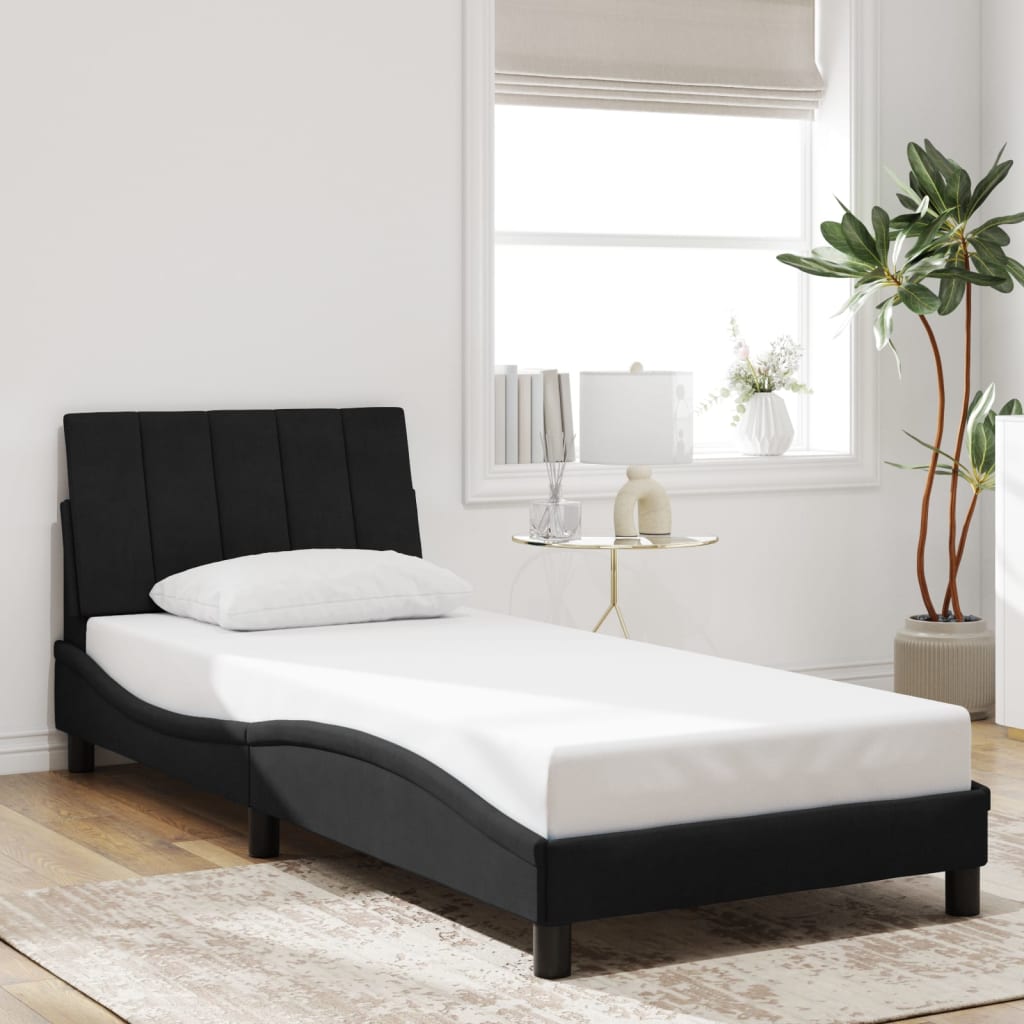 vidaXL Estructura de cama con luces LED terciopelo negro 80x200 cm