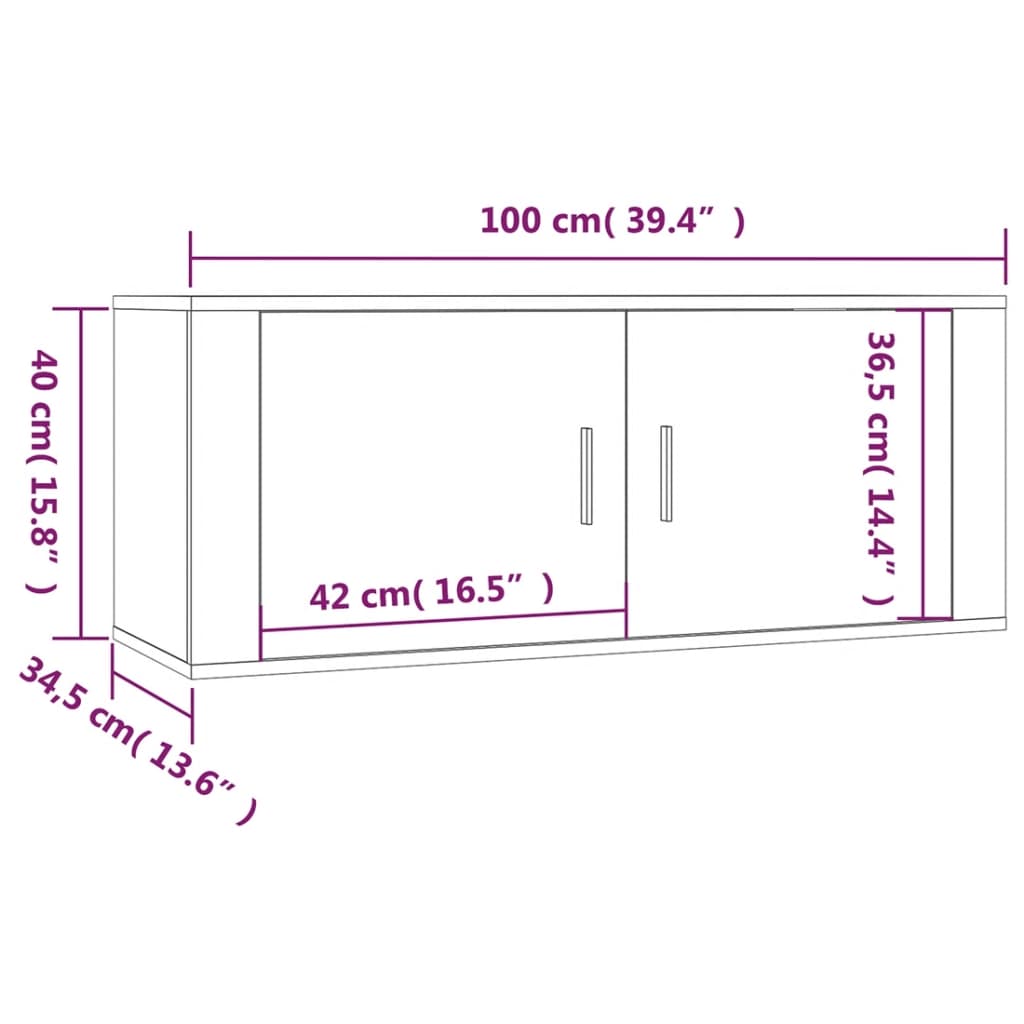 vidaXL Muebles para TV de pared 3 uds roble ahumado 100x34,5x40 cm