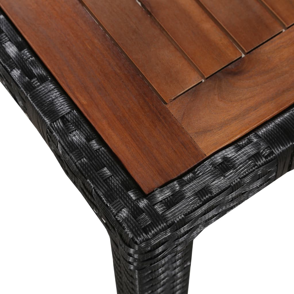 vidaXL Set comedor jardín 5 pzas ratán sintético y madera acacia negro