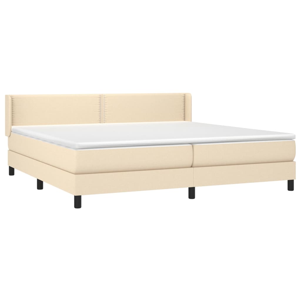 vidaXL Cama box spring con colchón tela color crema 200x200 cm