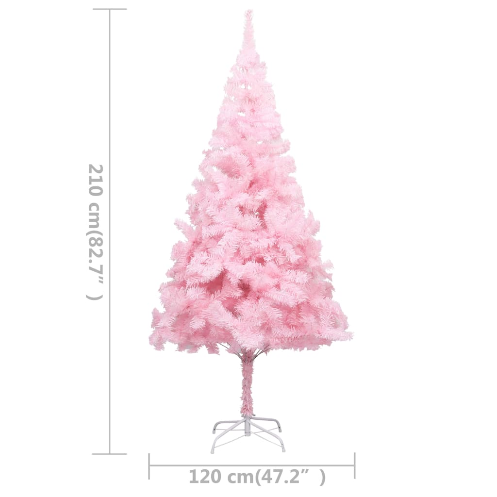 vidaXL Árbol de Navidad preiluminado con luces y bolas rosa 210 cm