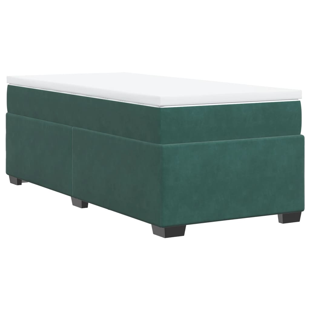 vidaXL Cama box spring con colchón terciopelo verde oscuro 90x190 cm