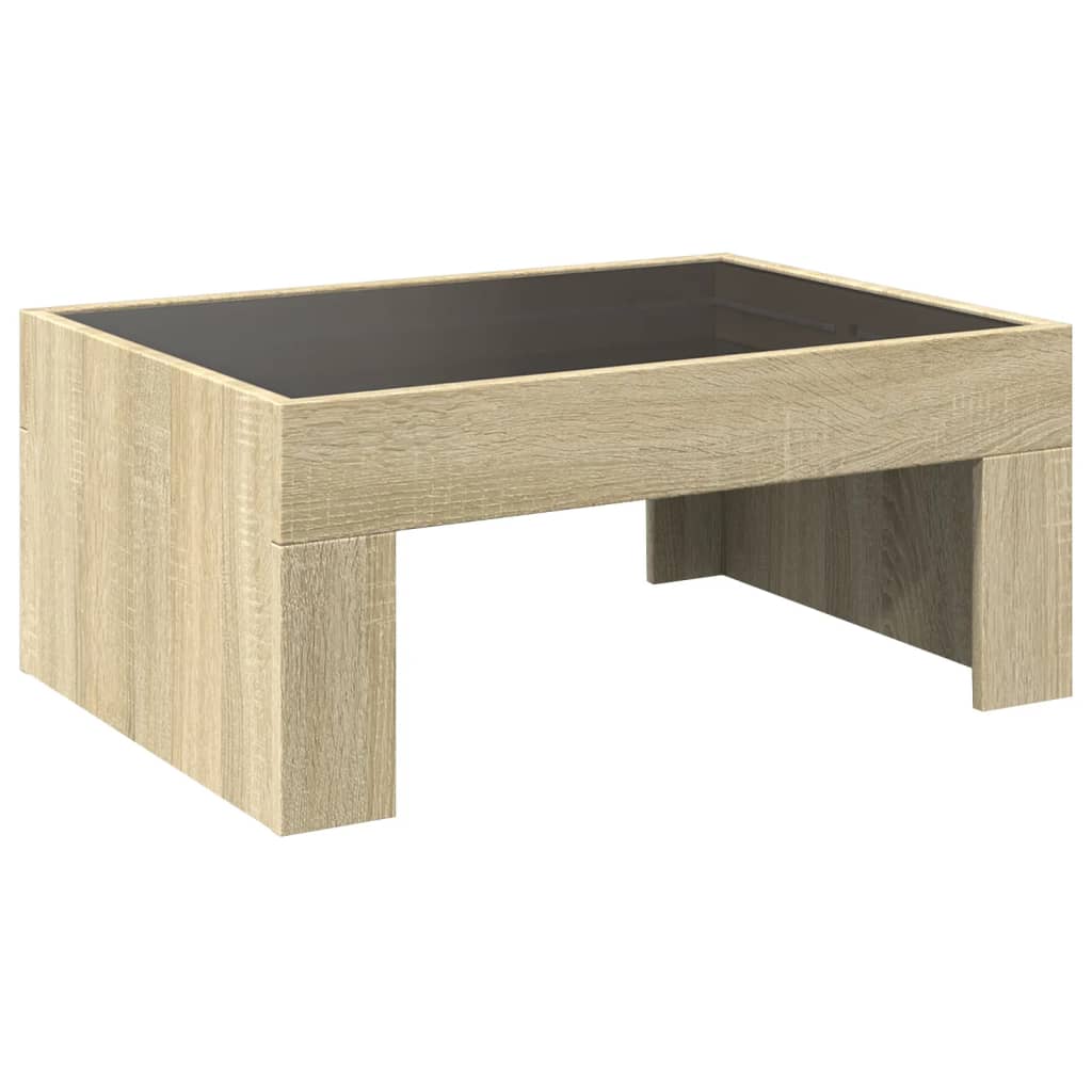 vidaXL Mesa de centro con Infinity LED roble Sonoma 70x50x30 cm