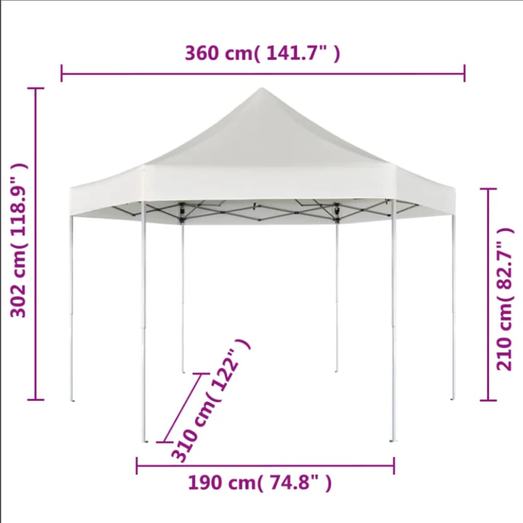 vidaXL Carpa hexagonal desplegable azul oscuro 3,6x3,1 m