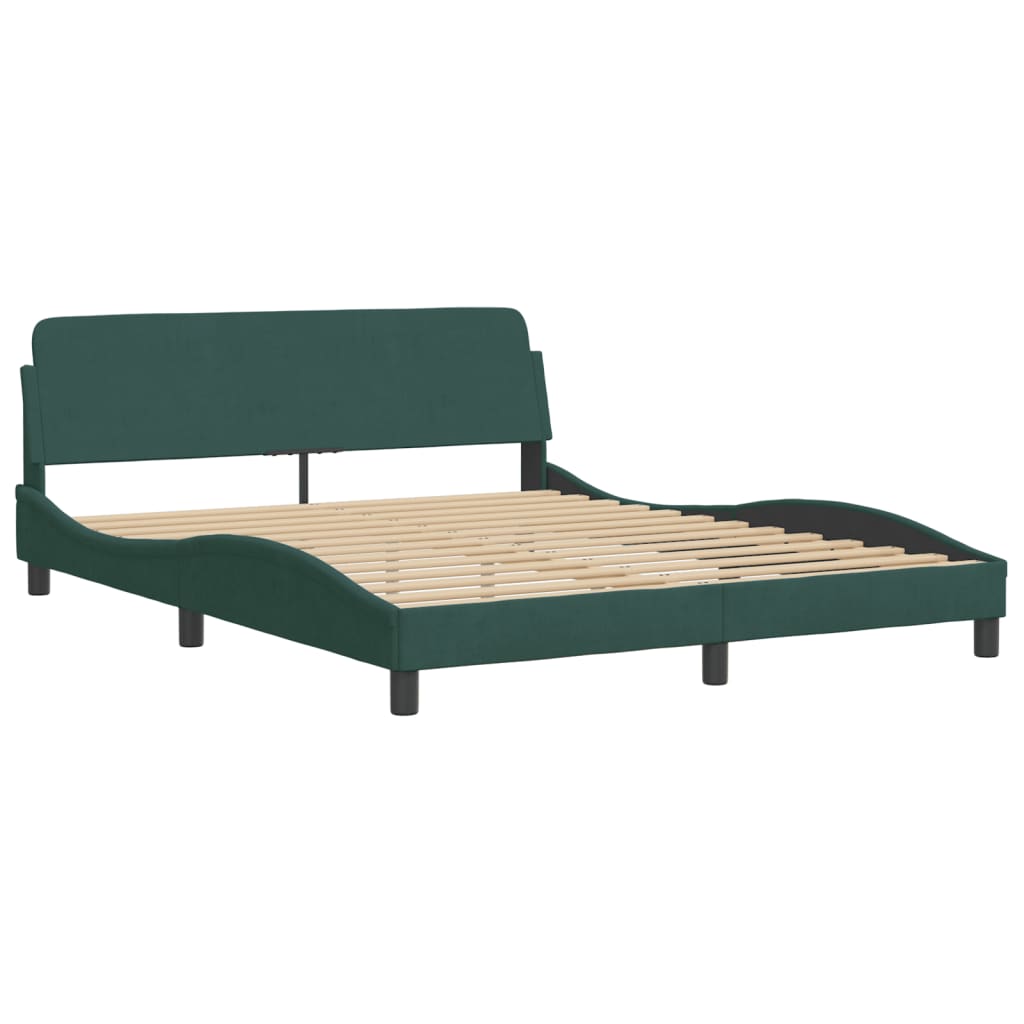 vidaXL Estructura cama con cabecero terciopelo verde oscuro 160x200 cm
