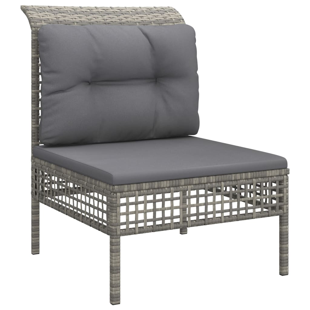 vidaXL Set de muebles de jardín 6 pzas y cojines ratán sintético gris