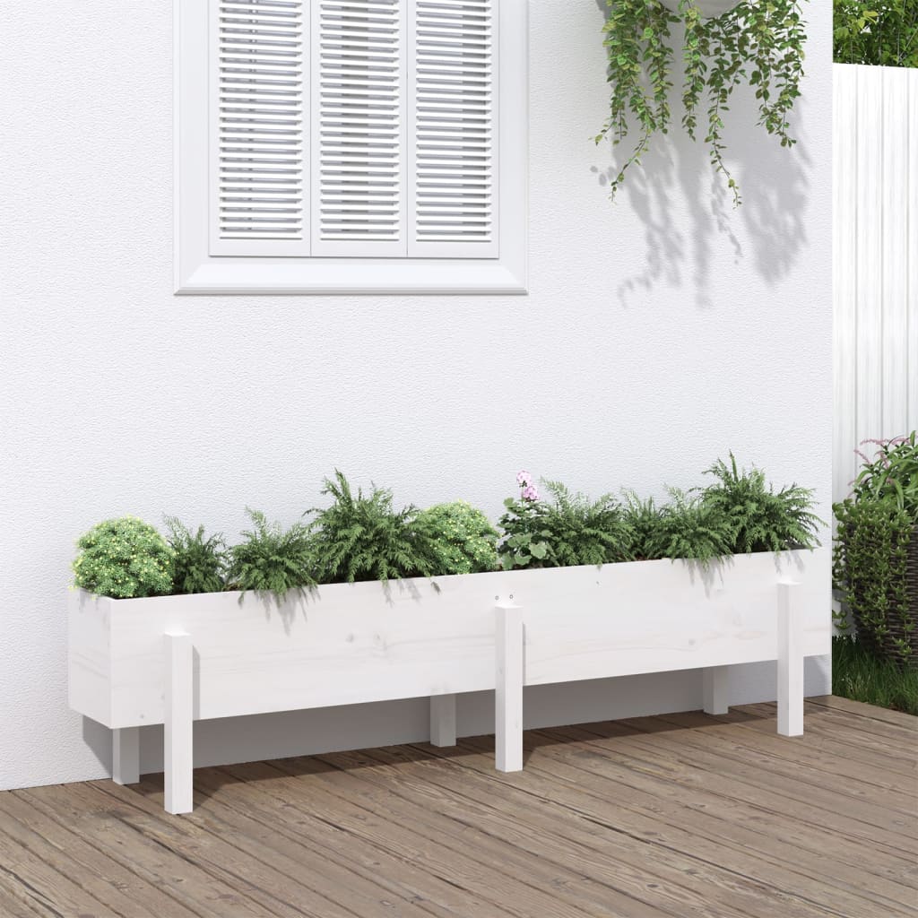 vidaXL Arriate elevado de jardín madera maciza pino blanco 160x30x38cm