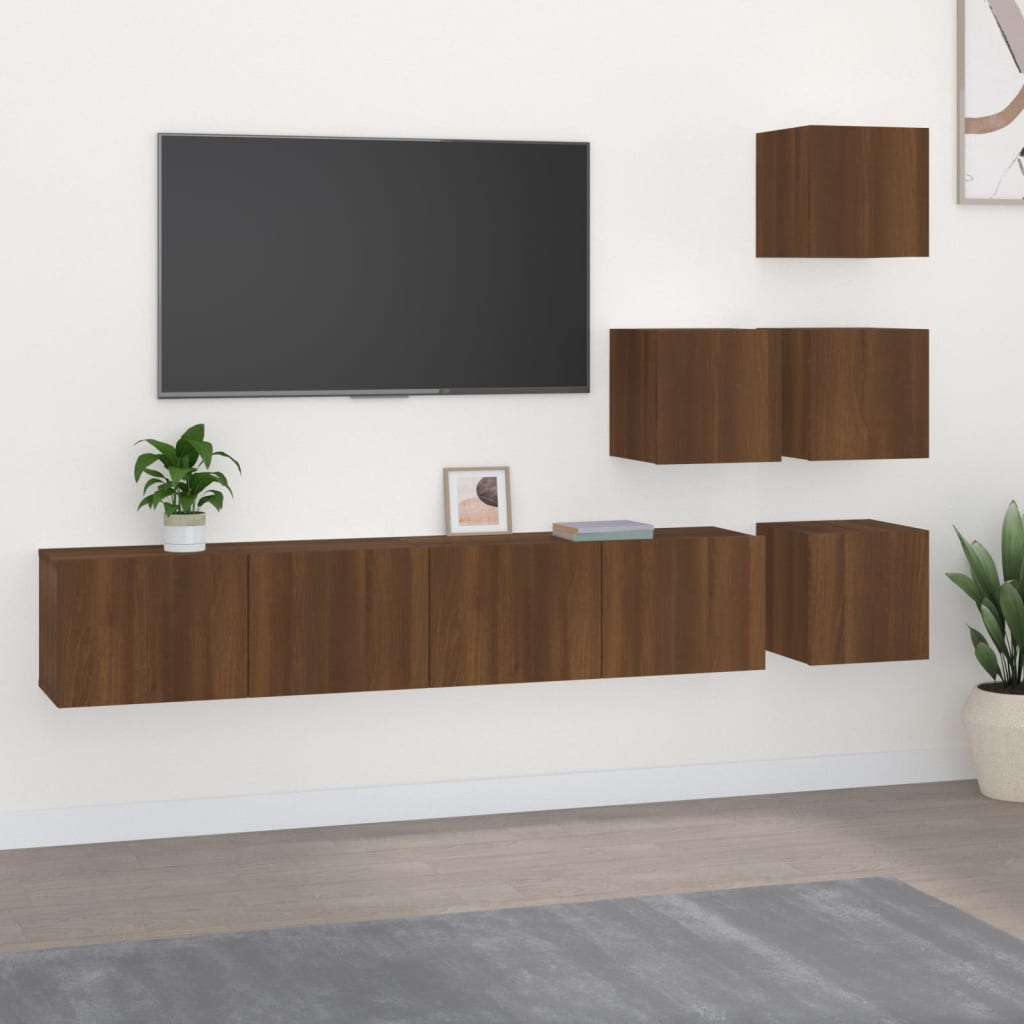 vidaXL Mueble de pared para TV madera contrachapada roble marrón