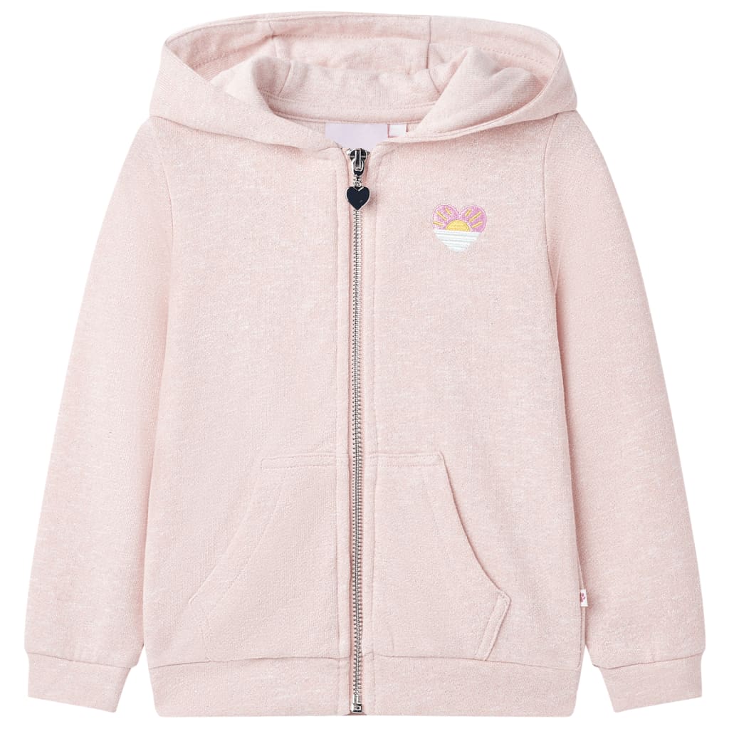 Sudadera infantil con capucha y cremallera rosa claro mezcla 128