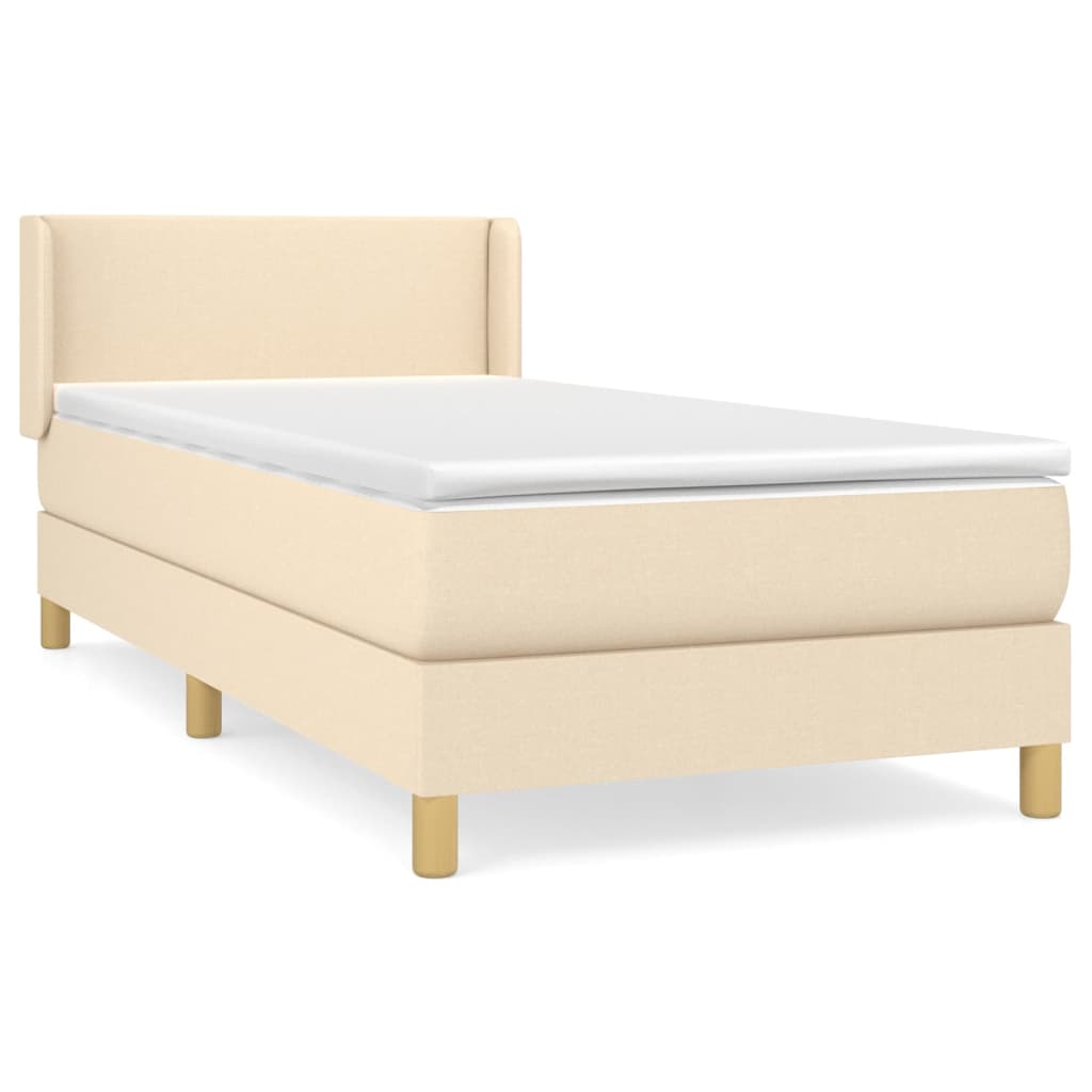 vidaXL Cama box spring con colchón tela color crema 80x200 cm