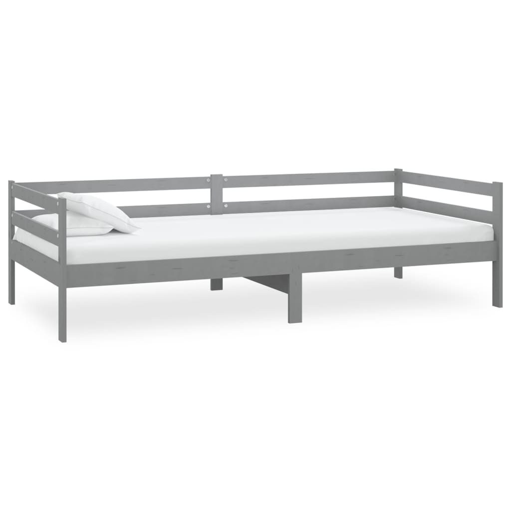 vidaXL Sofá cama madera maciza de pino gris 90x200 cm