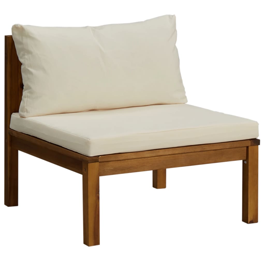 vidaXL Set de muebles de jardín 8 pzas con cojín crema acacia maciza