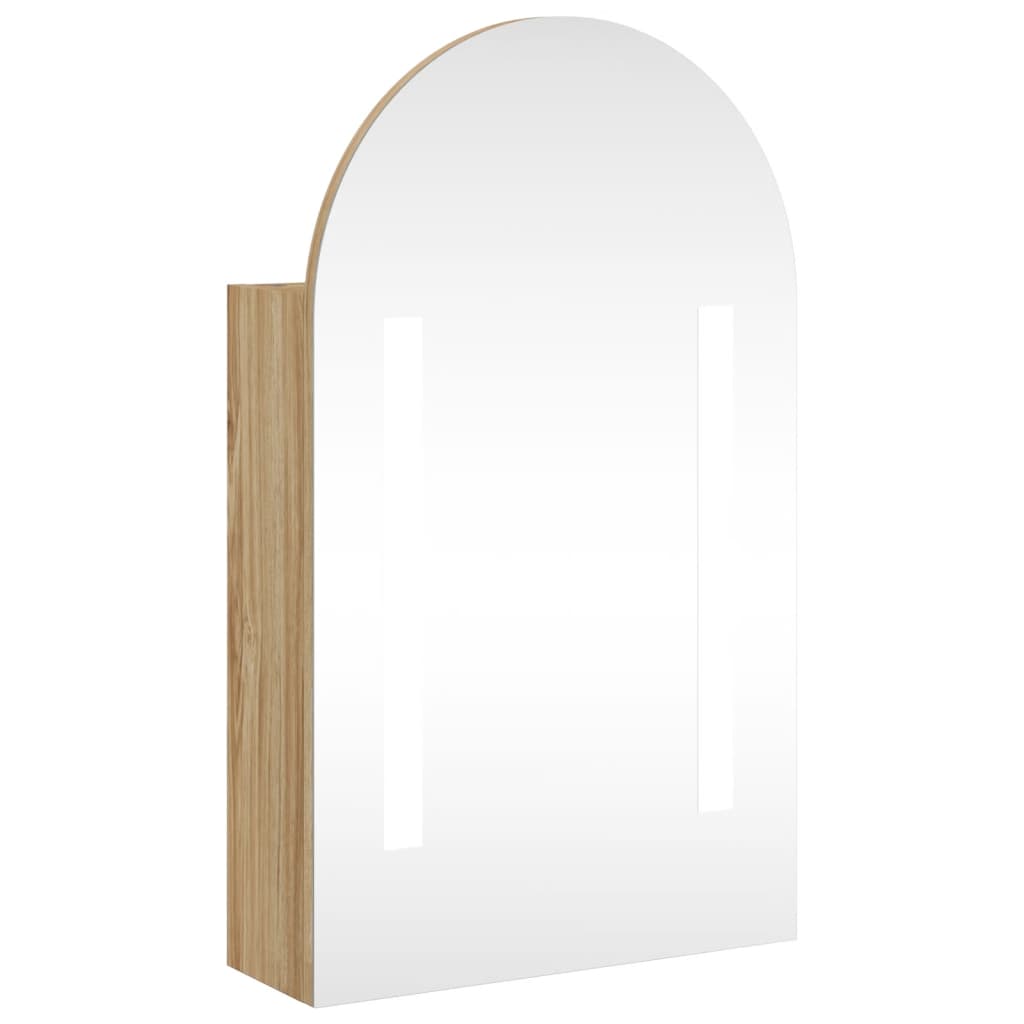 vidaXL Mueble de baño con espejo arqueado y luz LED roble 42x13x70 cm