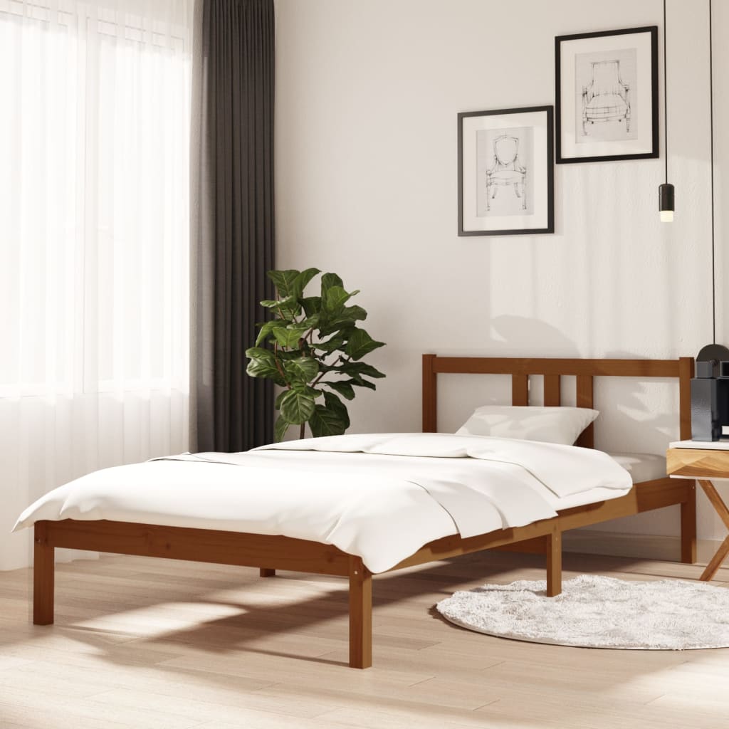 vidaXL Estructura de cama madera maciza marrón miel 100x200 cm