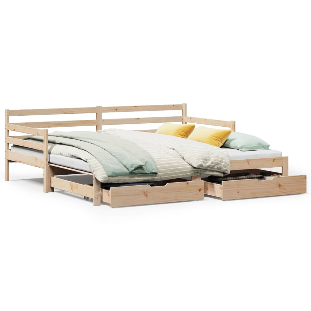 vidaXL Sofá cama nido con cajones madera maciza de pino 80x200 cm