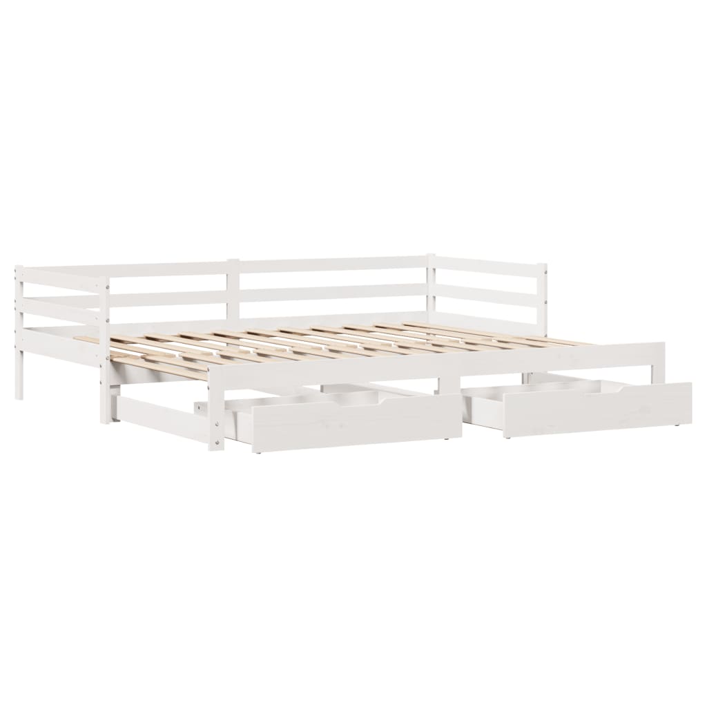 vidaXL Sofá cama nido con cajones madera maciza pino blanca 90x190 cm