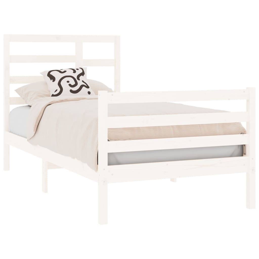 vidaXL Estructura de cama madera maciza individual blanco 75x190 cm