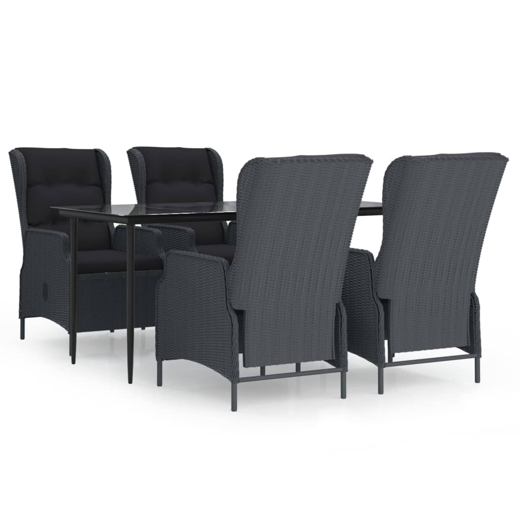 vidaXL Set de comedor para jardín 5 piezas ratán sintético gris oscuro