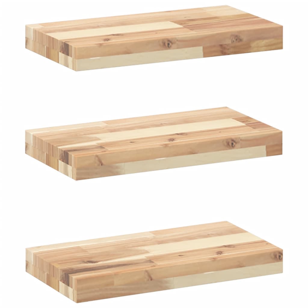 vidaXL Estantes flotantes 3 uds madera acacia sin tratar 40x20x4 cm