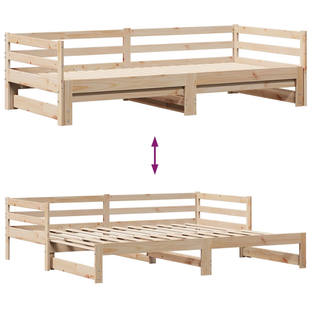 vidaXL Sofá cama nido con cajones madera maciza pino blanca 80x200 cm