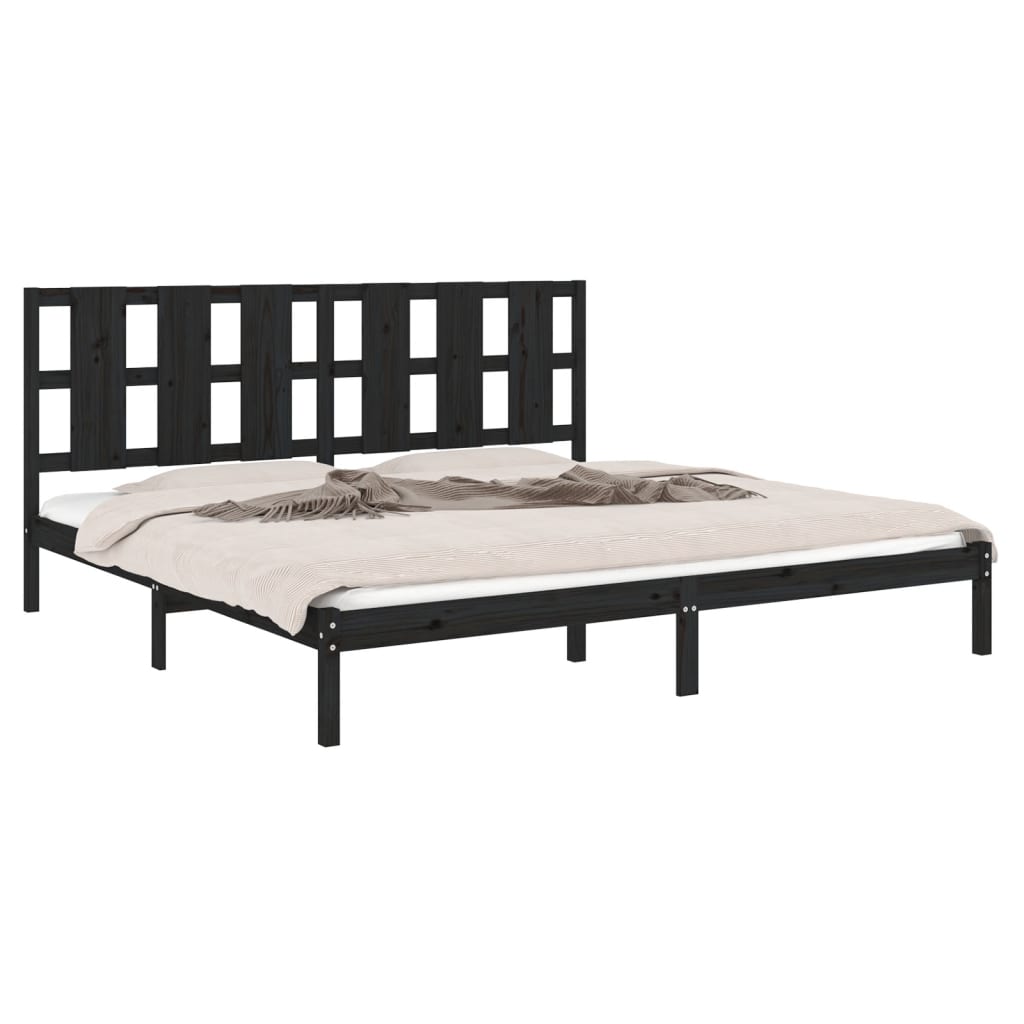 vidaXL Estructura de cama madera maciza negro Supe King 180x200 cm