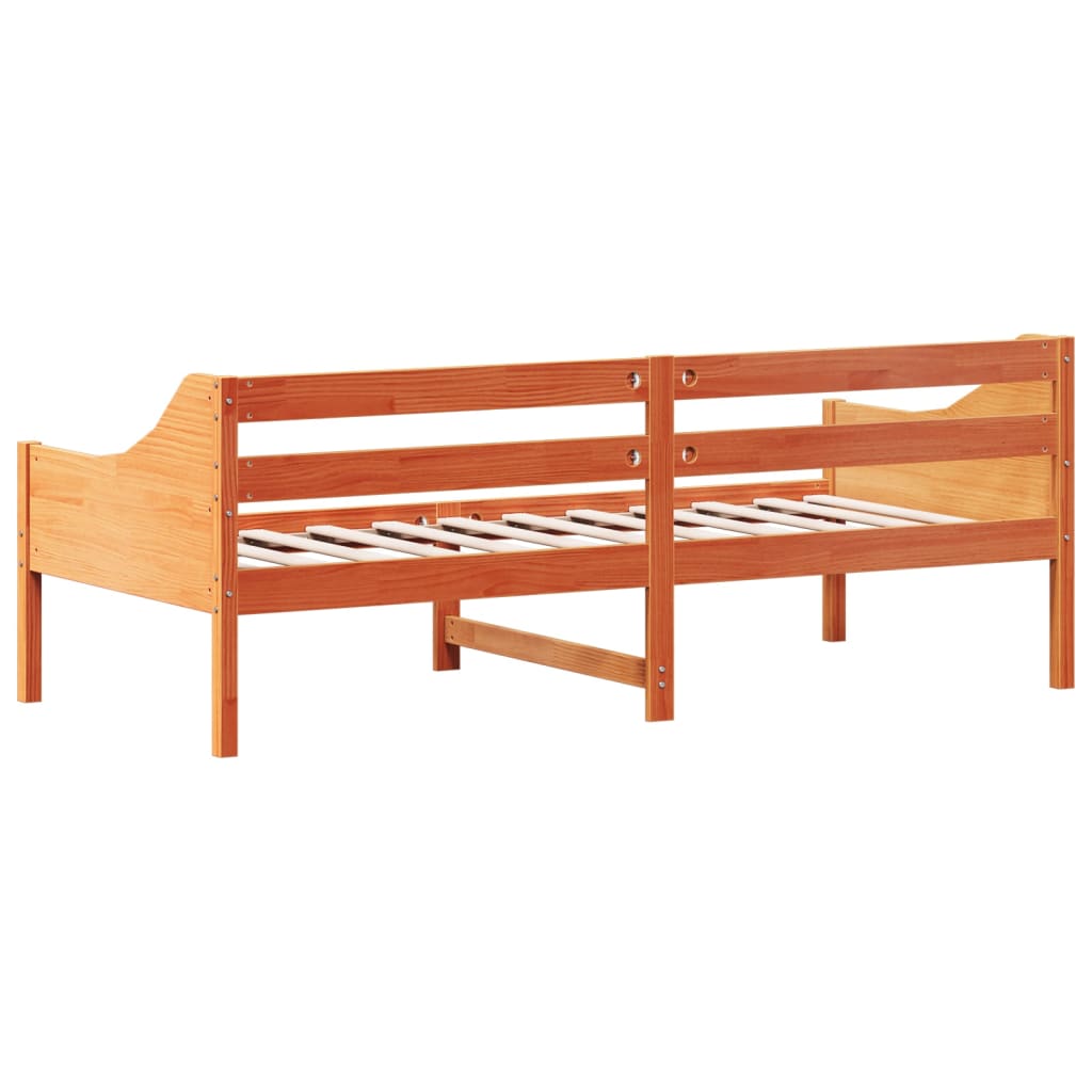 vidaXL Sofá cama de madera maciza de pino marrón cera 100x200 cm