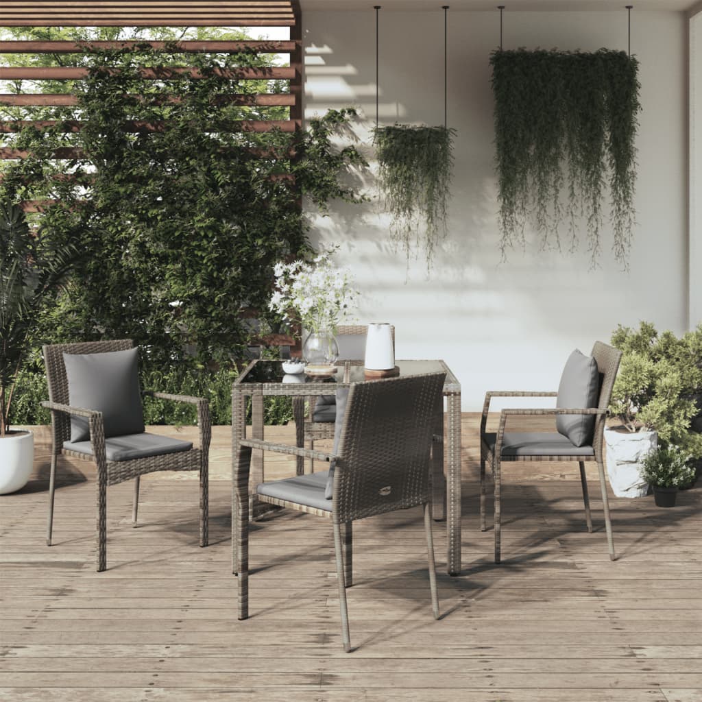 vidaXL Set comedor de jardín 5 piezas con cojines ratán sintético gris