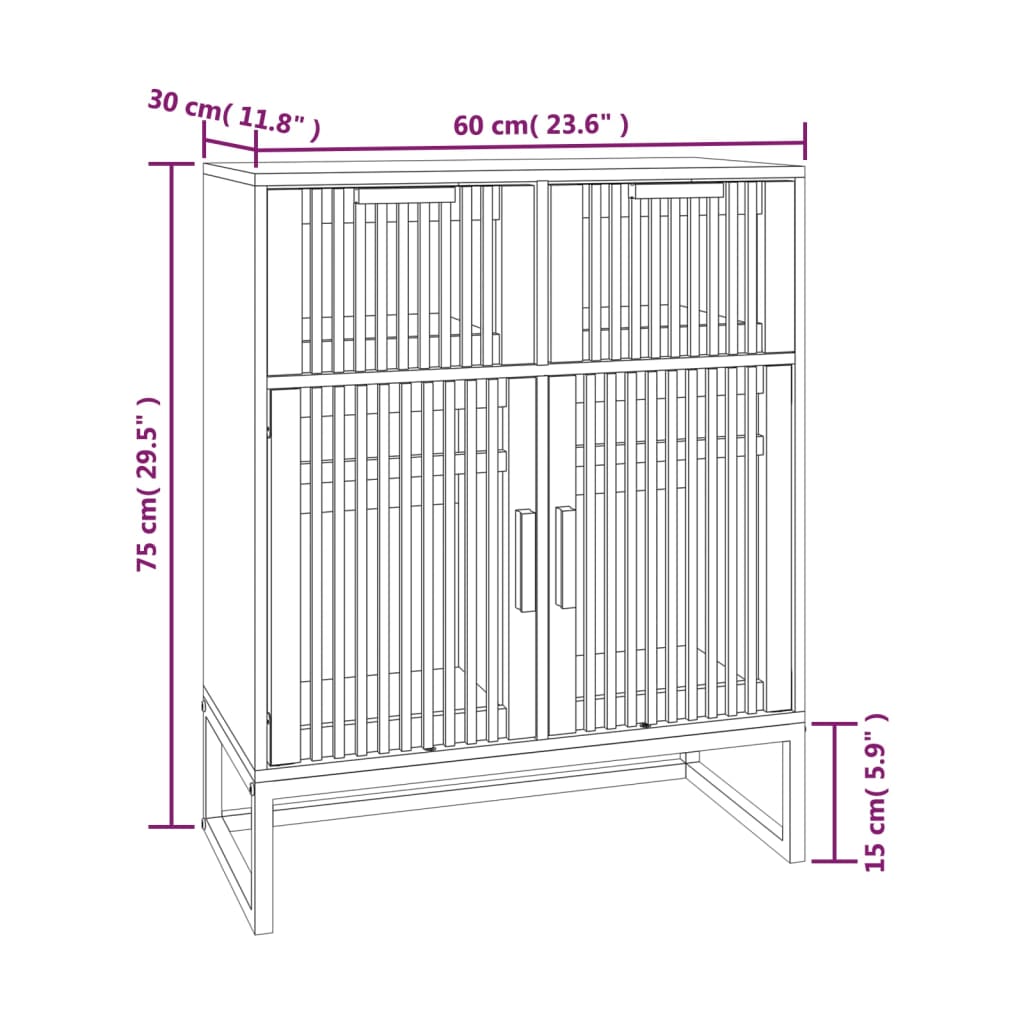 vidaXL Aparador de madera contrachapada negro 60x30x75 cm